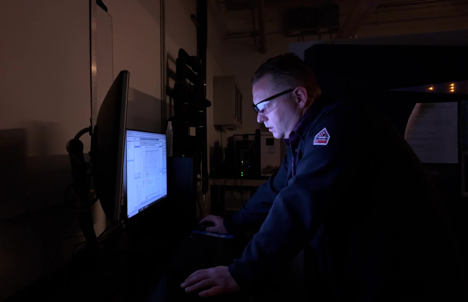 Worker looking at computer screen